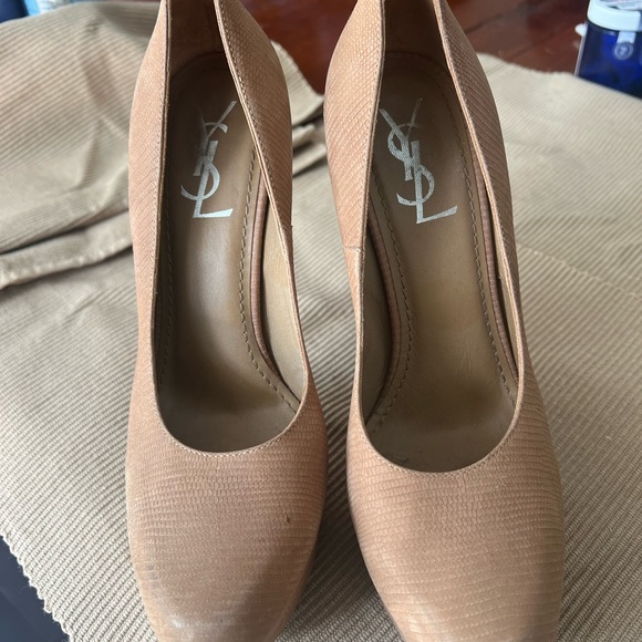 YSL Embossed Snakeskin Platform Heels